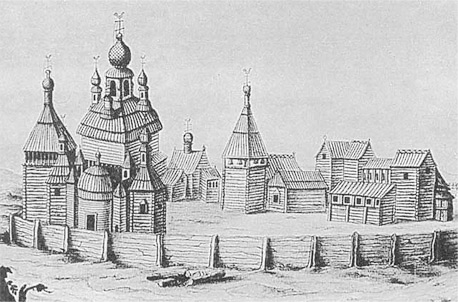 Борисоглебский монастырь в Торжке. Рисунок Николоаса Витсена. 1664-1665 гг.